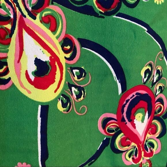 Buckhead Betties Sz S Bright Green Paisley Preppy Peacock Riley Relaxed Tunic - Picture 4 of 10